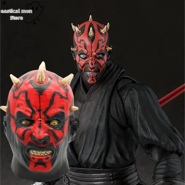 2025 New Halloween Cosplay Mask The Phantom Menace Darth Maul Costume Latex Helmet Party Carnival Props Accessories