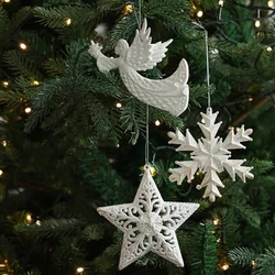 Christmas Tree Hanging Ornaments Snowflake Angel Deer White Pendants Navidad New Year Party Home Xmas Tree Decorations Kids Toys