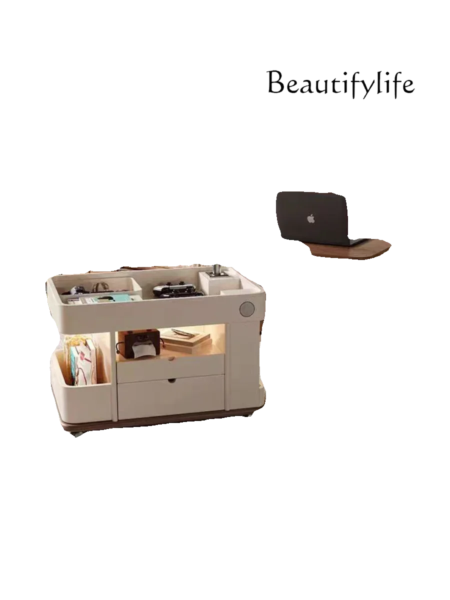 Mobile Coffee Table Living Room Home Small Apartment Modern Simple Multi-Functional Lifting Solid Wood Coffee Table