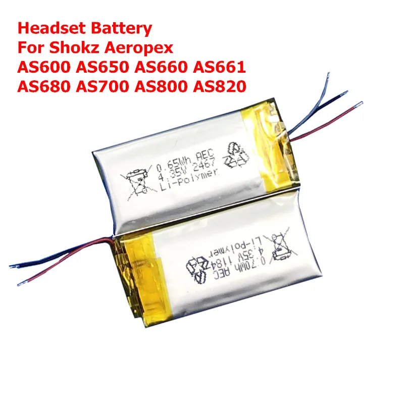 New Headset Battery for Shokz Aeropex AS600 AS650 AS660 AS661 AS680 AS700 AS800 AS820 Li-Polymer 3.7V Rechargeable Replacement