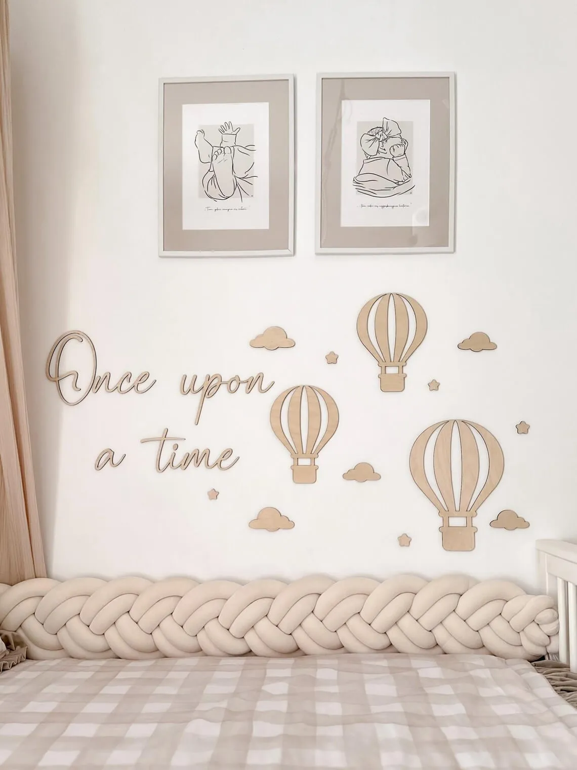 

Once Upon a Time&Hot Air Balloon Wall Decor Set with Clouds and Stars, Baby Boy Nursery Decor, Wooden Balloons, Kids Wall Art,