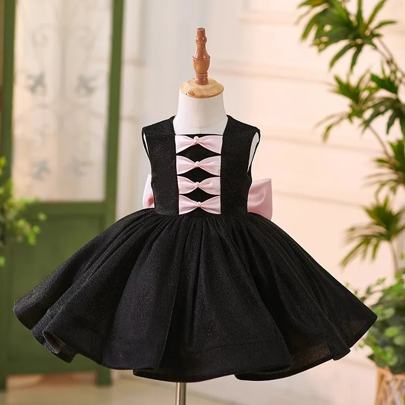 

Hepburn style dress for girls Children Birthday Piano Performance Dress 2024 Summer Hot Selling New Host luxury niche Puff Skirt