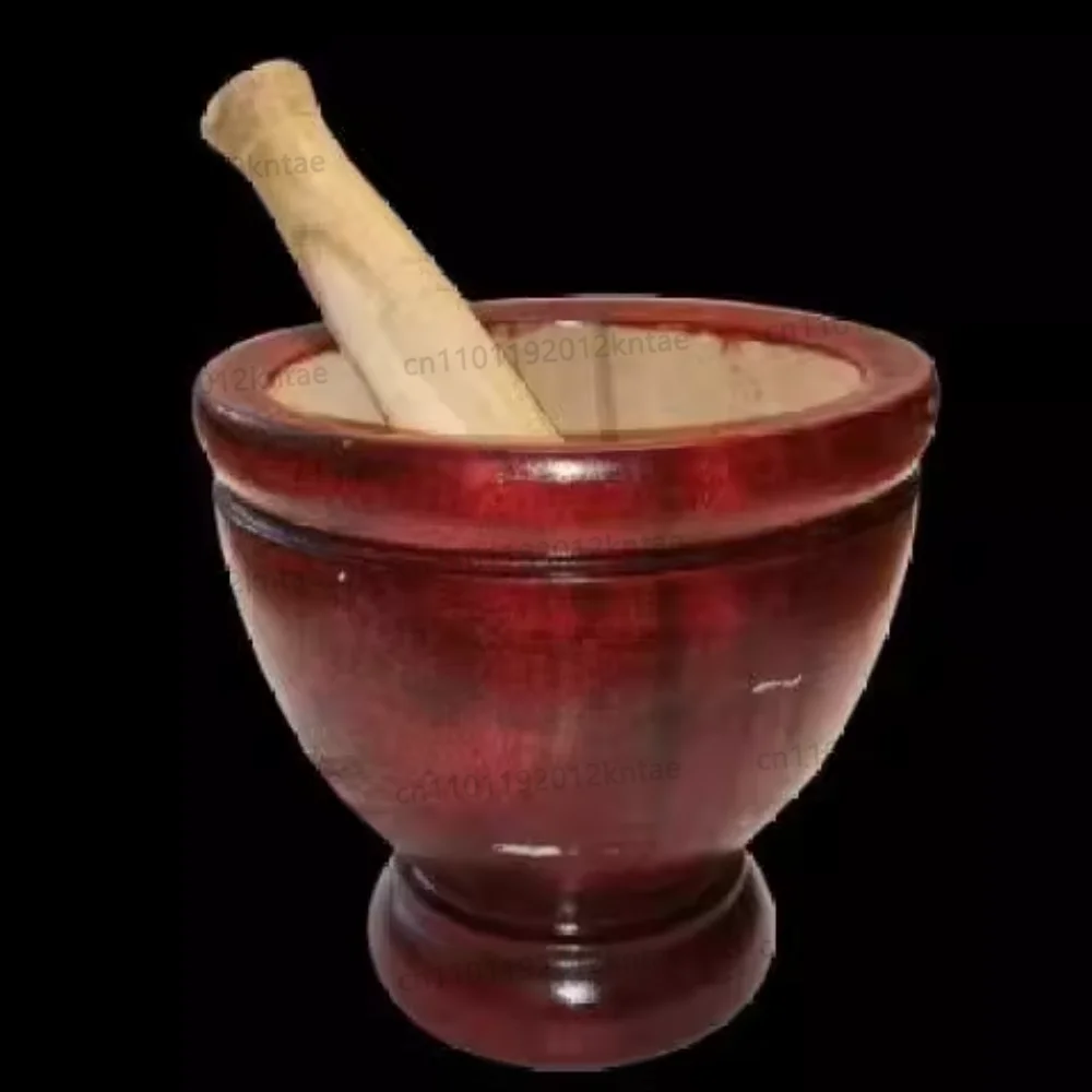 Thai wood mortar Stir garlic Imported pile nest wood round mortar Household and commercial