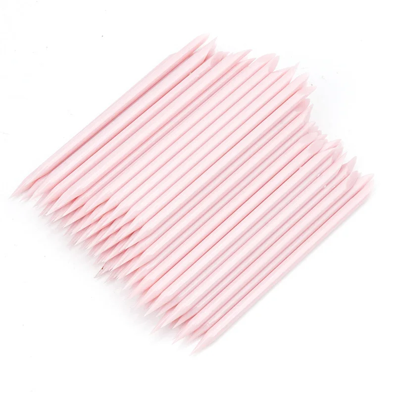 50/100 Stuks 9.5 Cm Nail Cuticle Pusher Manicure Remover Roze Plastic Stok Nail Art Design Gel Polish Tekening sticks Makeup Tools