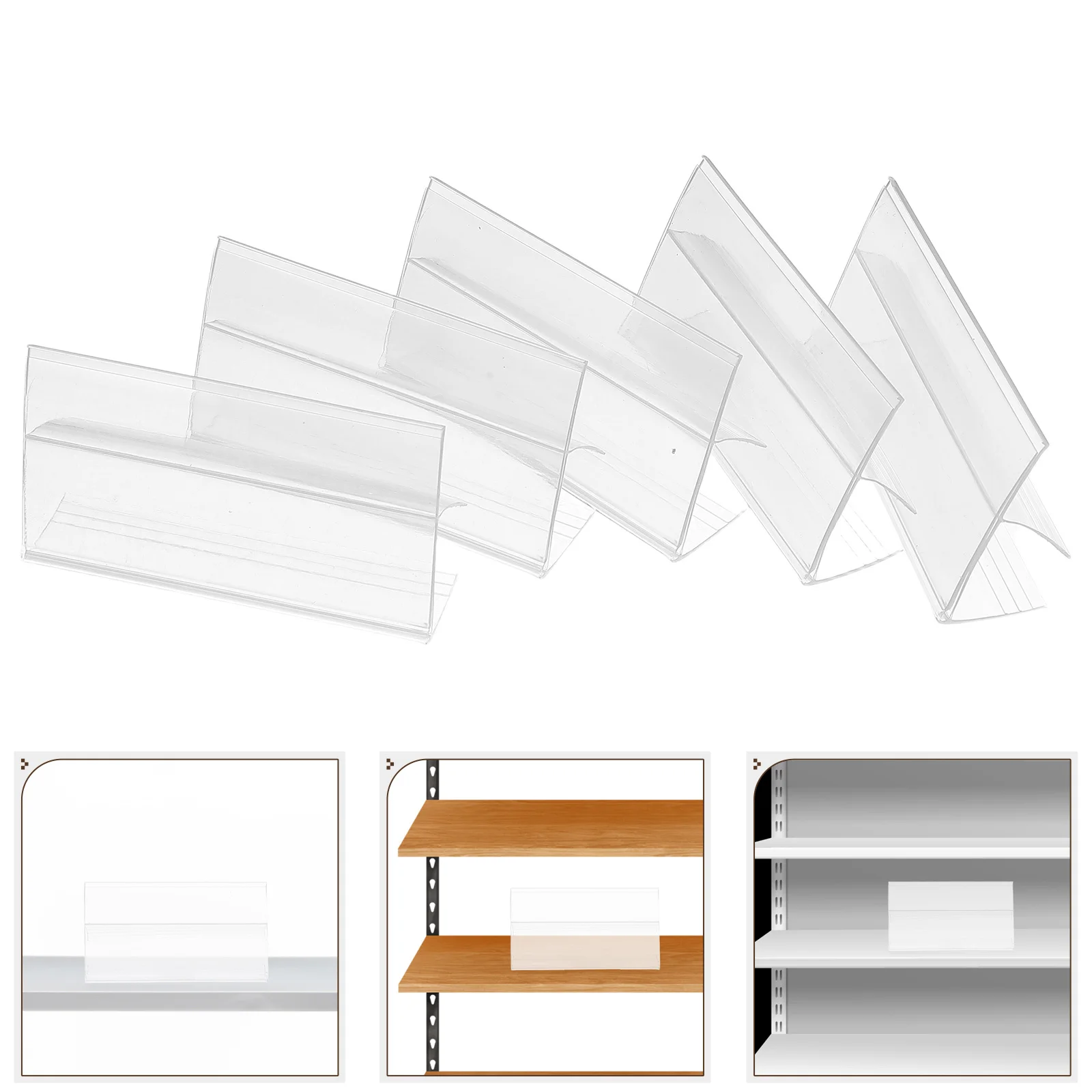 

100Pcs Clear Shelf Label Holders Plastic Price Tag Clips Reusable Merchandise Sign Display for Retail Price Card Sign Holders