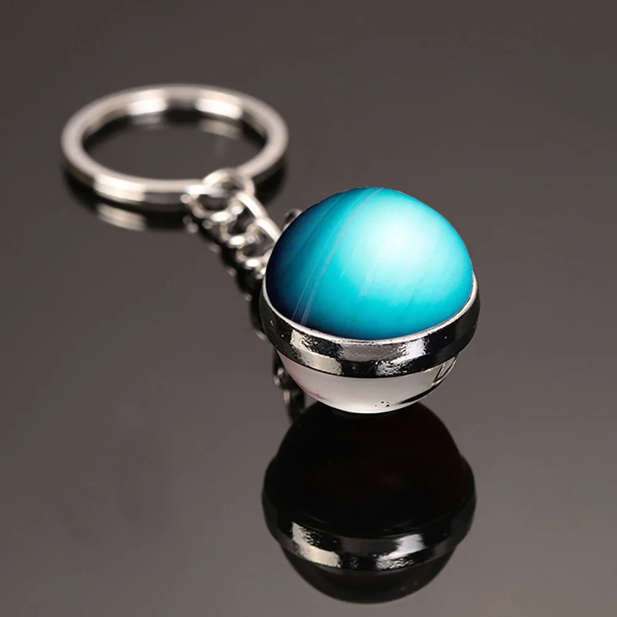 Leuchtender Universum-Stern-Schlüsselanhänger Sonnensystem-Erde-Anhänger Galaxie-Nebel Doppelseitiger Glaskugel-Schlüsselanhänger Charm-Accessoires – Detail 2