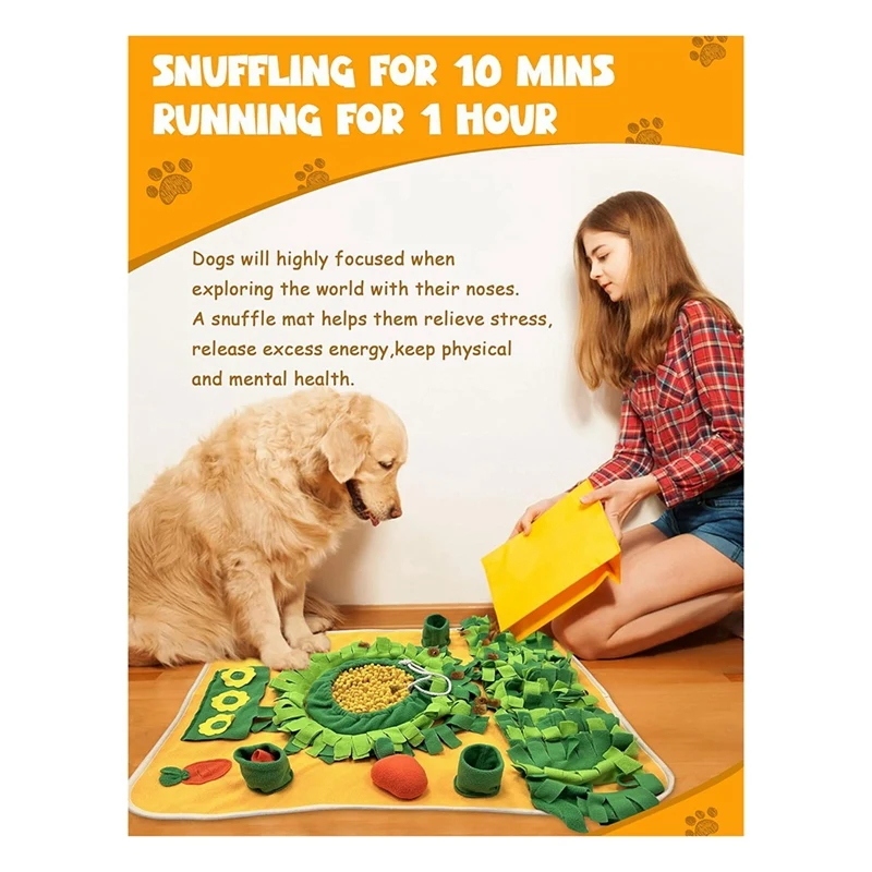 Pet Snuffle Mat For Dogs, Durable Interactive Puzzle Toy, Perfect Snuffle Mat For Medium Breed, Slow Feeding Mat Easy Install