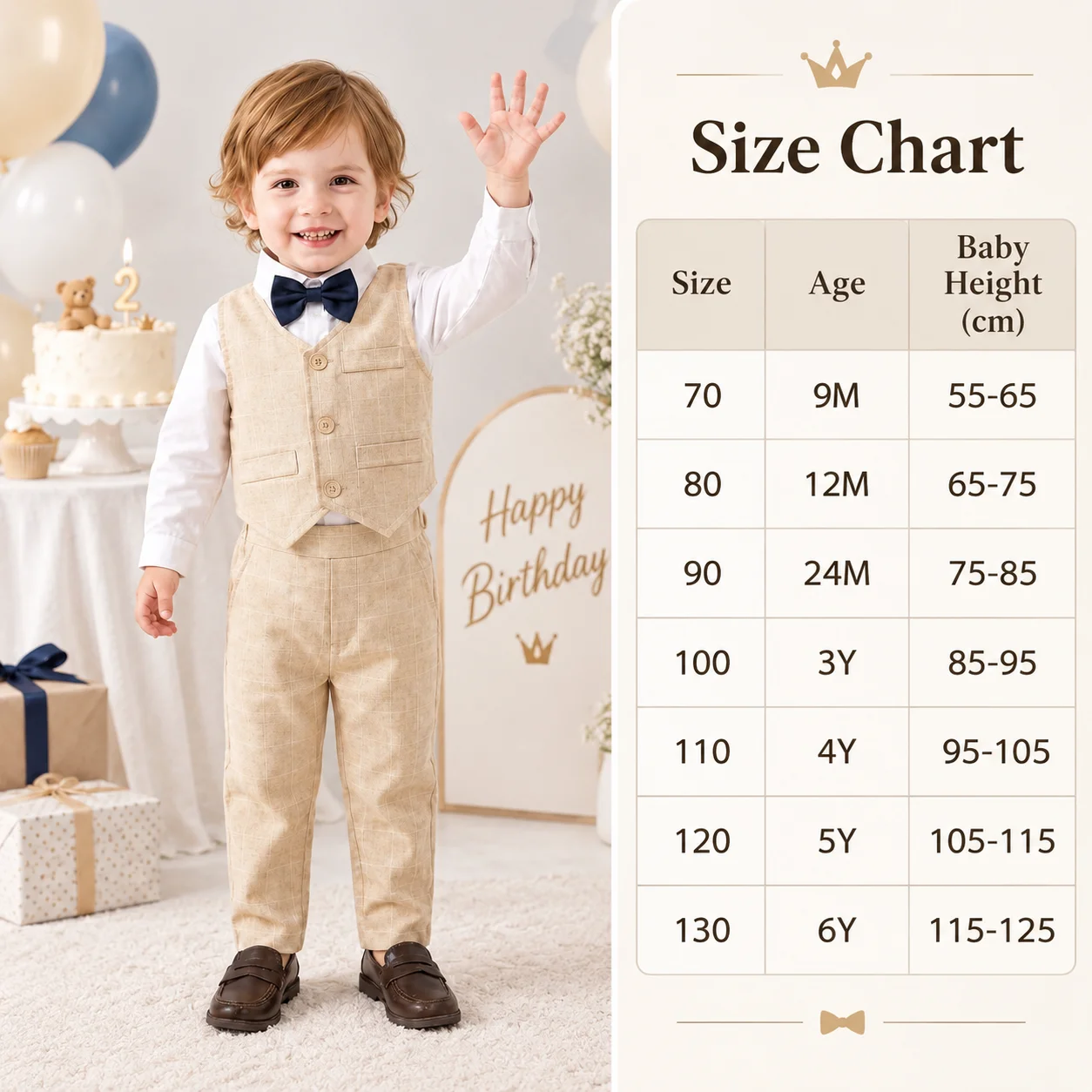 Jungen Gentleman Westenanzug 1-6 Jahre Kinder Geburtstag Frühling Herbst Kleidungsset Kleinkind Kariertes Formelles Hochzeitsoutfit – Detail 1