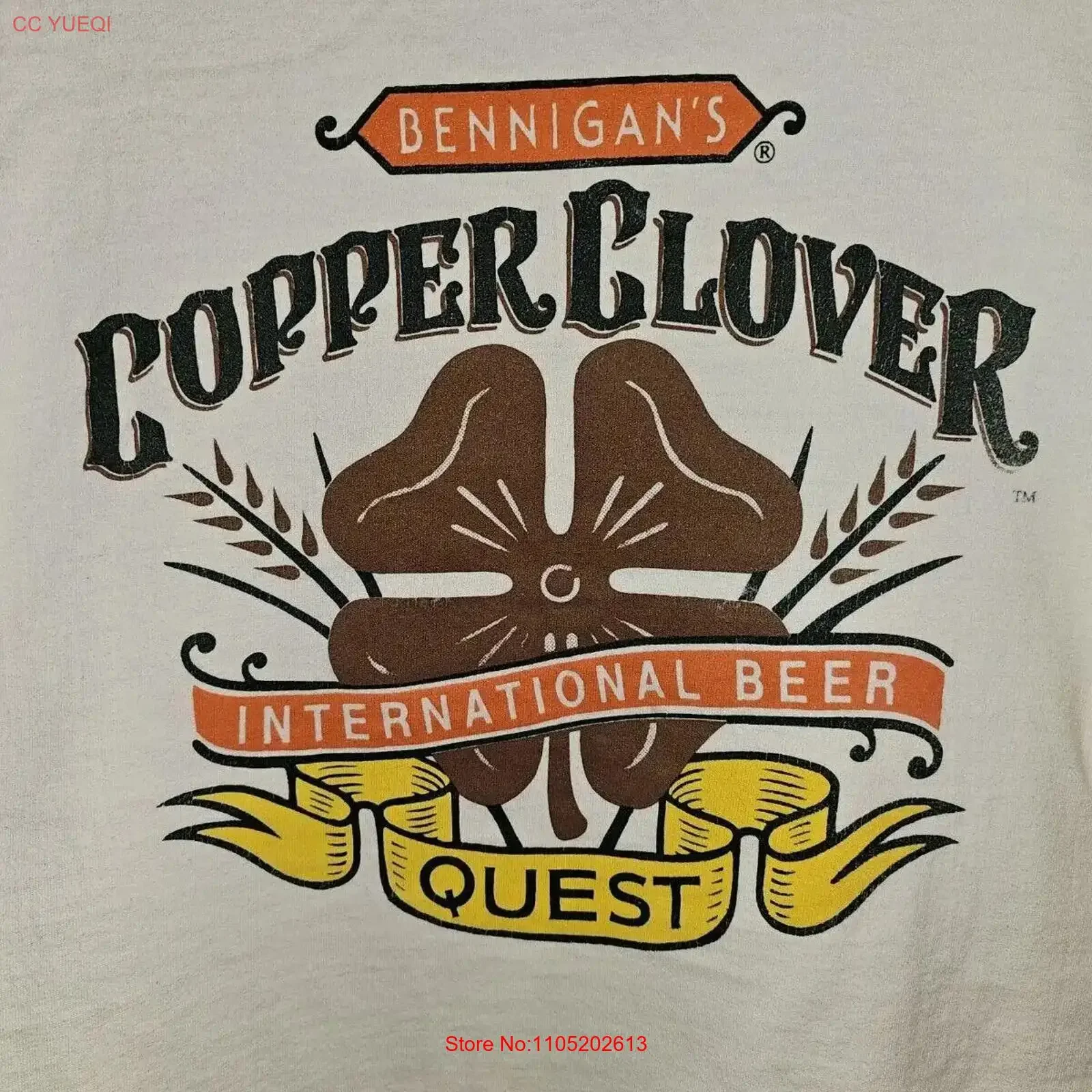 تي شيرت رجالي عتيق من Bingguans Restaurant Beer Quest Xl أبيض مزدوج الجوانب تي شيرت عتيق برسومات مغسولة قابلة للتنفس كاجوال #1