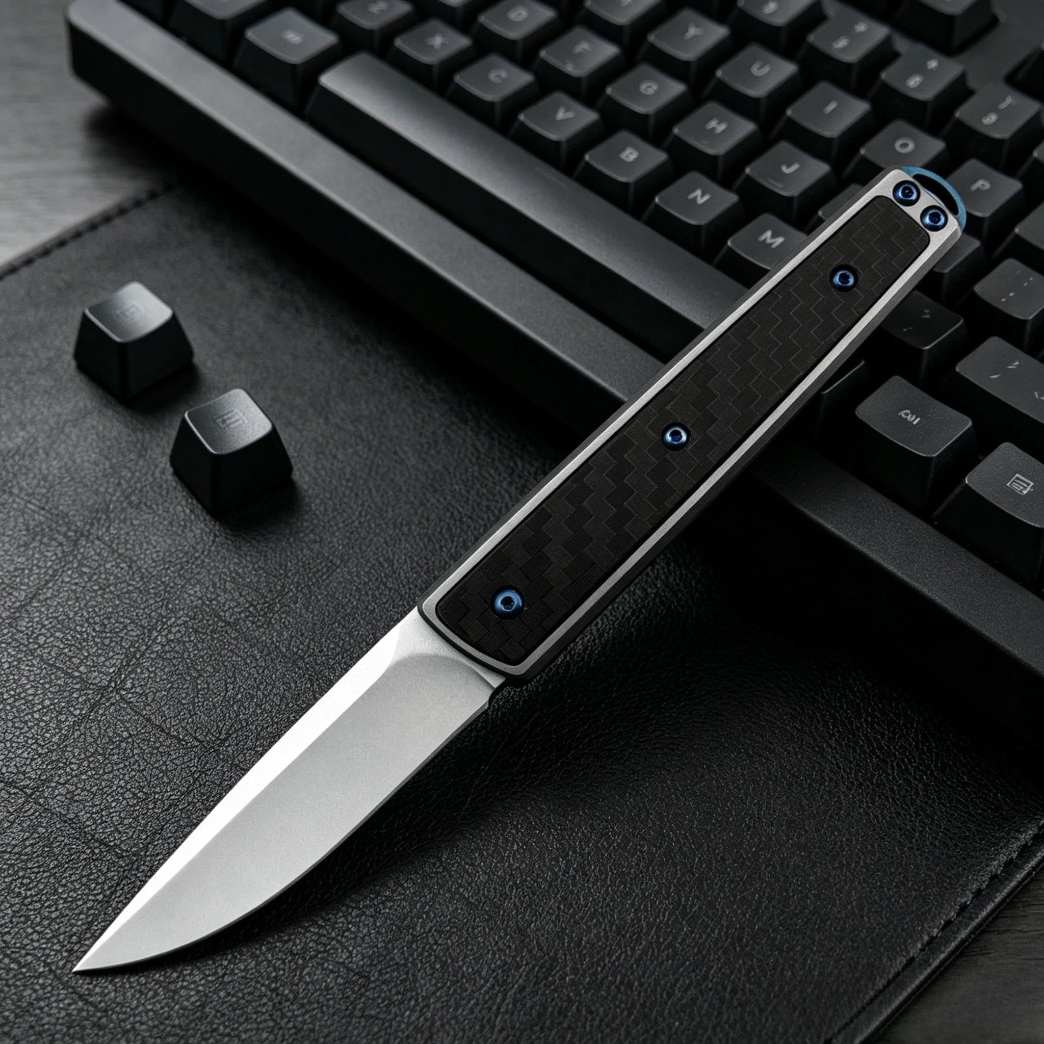 

CR 7190 Folding Knife - 8Cr13Mov Blade Aluminum Frame + Carbon Fiber Handle Practical Cutting Knife Perfect for Outdoor Camping