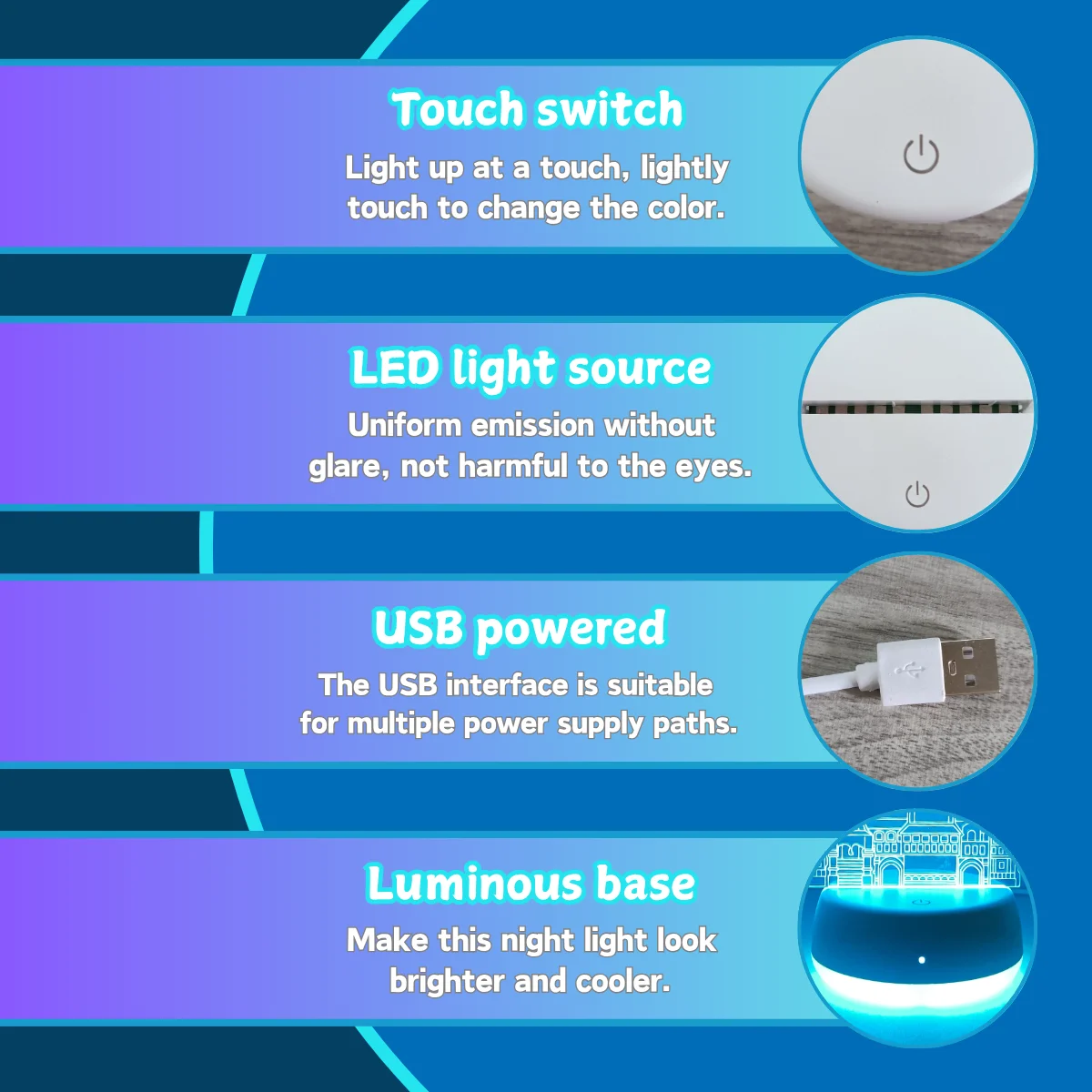 1pc moderno creativo a forma di castello LED sette colori sfumati luce notturna 3D, interruttore tattile trasformazione a sette colori, un ottimo regalo