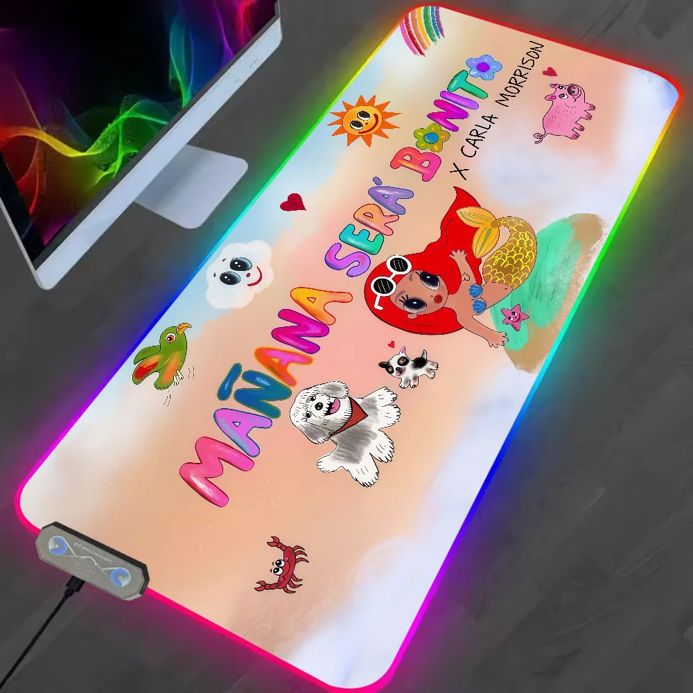 Bonito Mouse Sera Pad Office PC Home RGB LED Light Non-Slip KAROL Desk-Mat G USB Singer Large Game Rubber Manana Base Waterproof