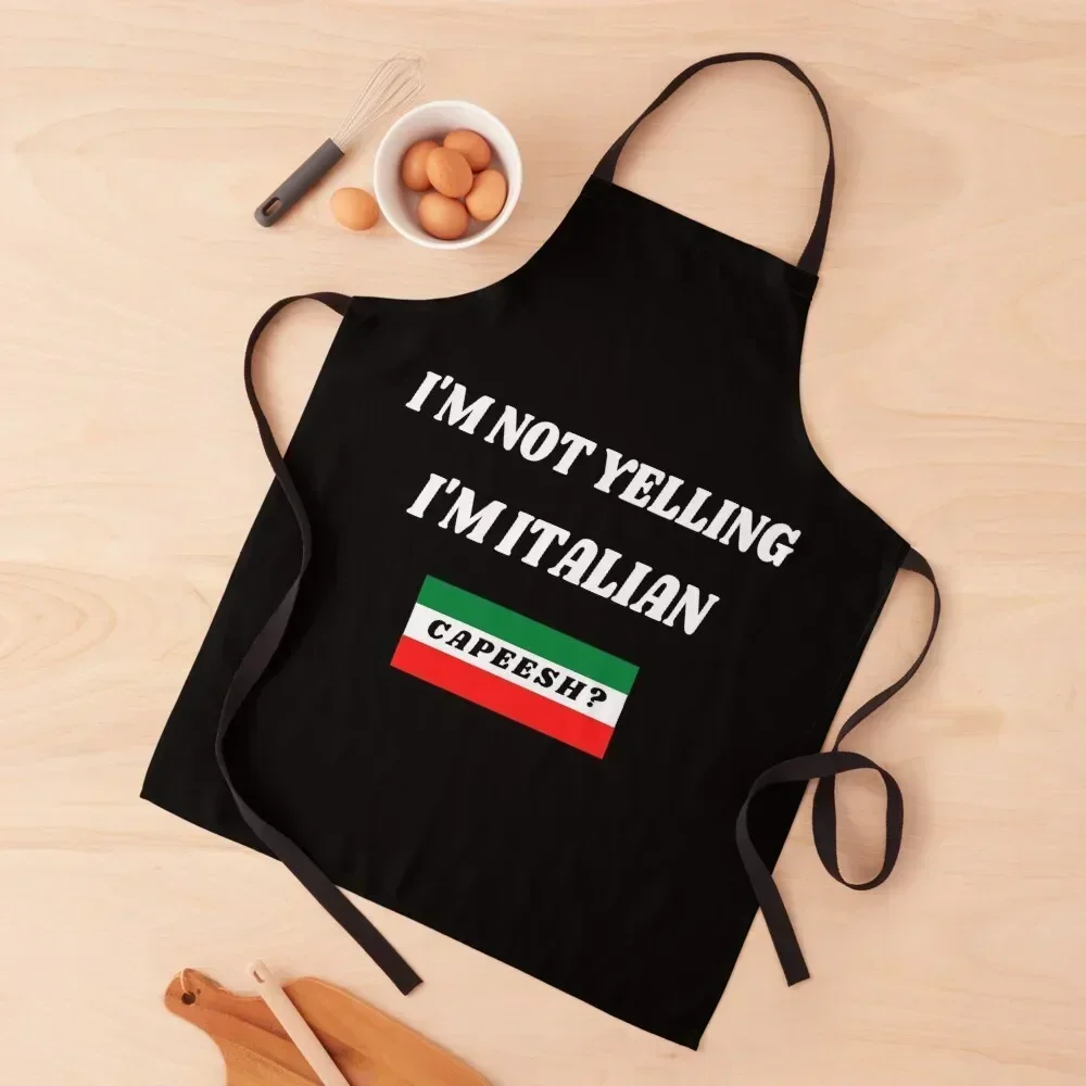 

Im Not Yelling Im Italian - Funny Italian Humor Apron Children'S with pockets Men'ss For Kitchen Apron