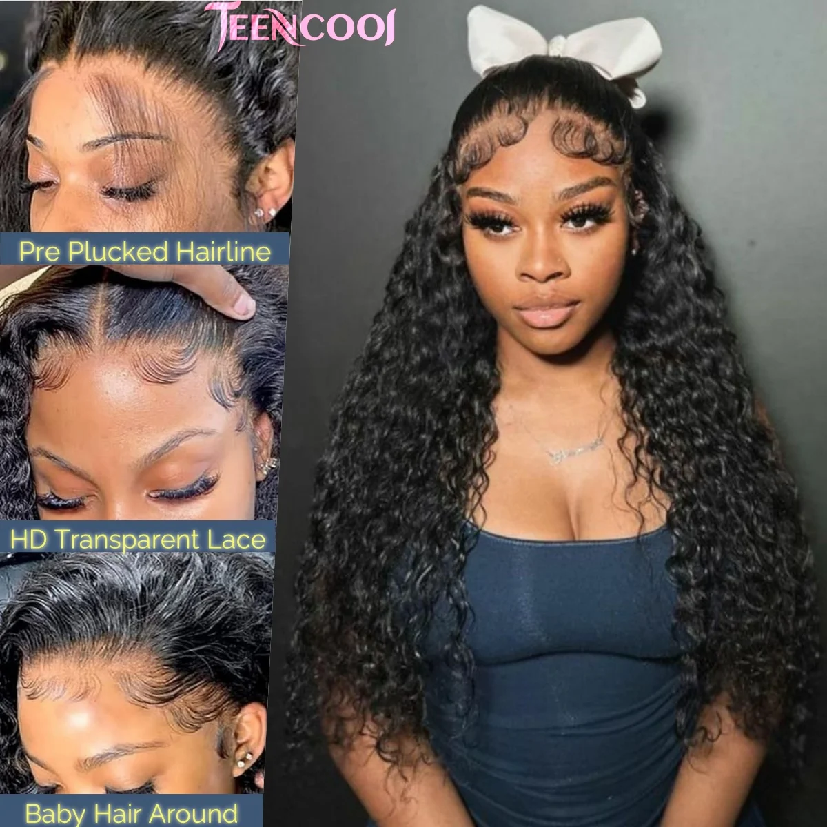

Deep Wave Lace Front Wig Human Hair 13x6 HD Lace Frontal Wigs Virgin Human Hair Pre Plucked Curly Human Hair Wig for Black Women