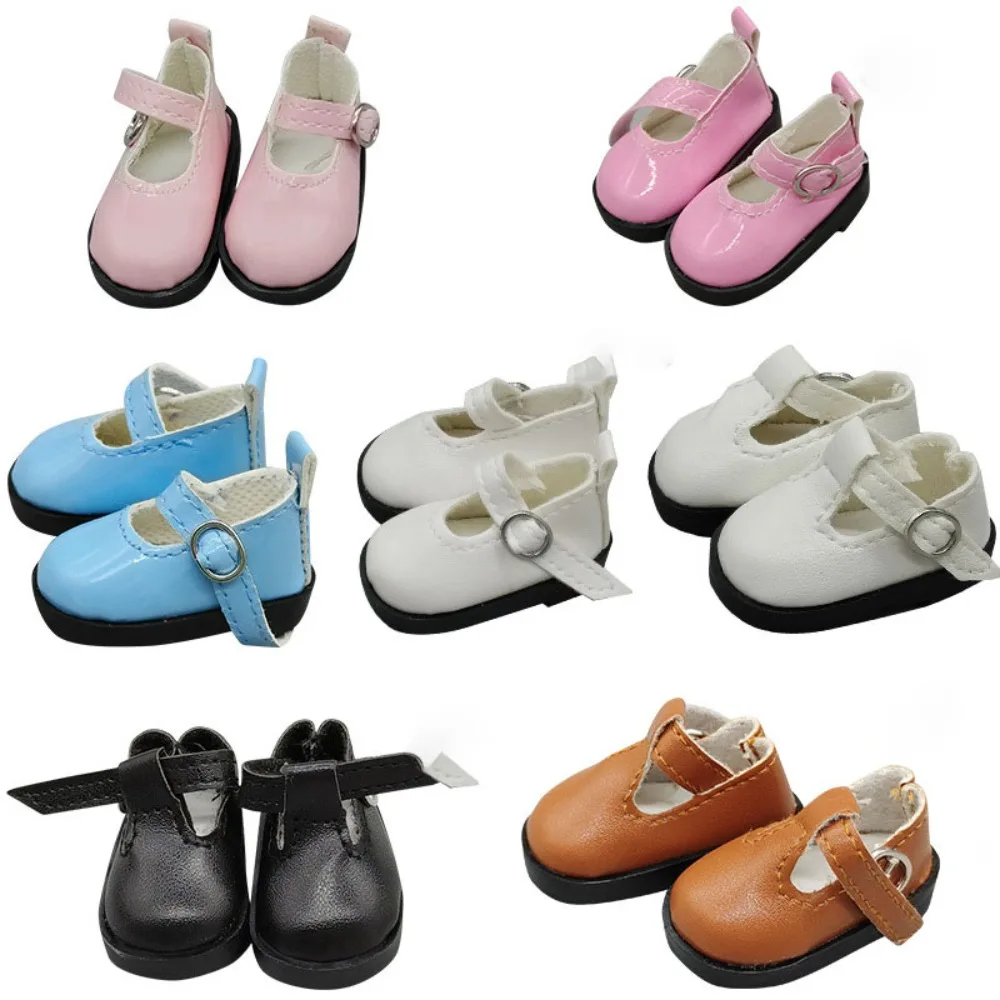 Fashion Flat Bottomed Toy Shoes Bottomed Glossy Leather Leather Shoes 4.7cm X 2.5cm DIY Casual Shoes 1/6 Point Doll