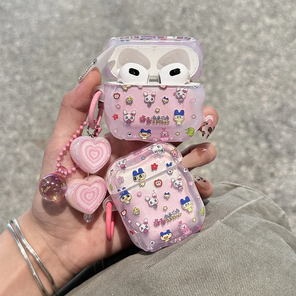 

Cute cartoon Half Clear Color headphone case for AirPods 4 3 2 AirPods Pro 2 4 cover with charm silicone kawaii Earphone cover
