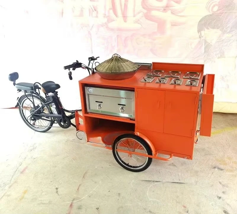 Portable Selling Cart With Wheels on the Street Mobile Business Outdoor Handcart Candy Bar Cart Mobile Food Stand