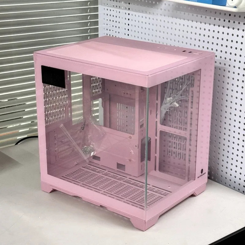 MINI pink columnless sea view room chassis full side transparent 240 water-cooled desktop DIY
