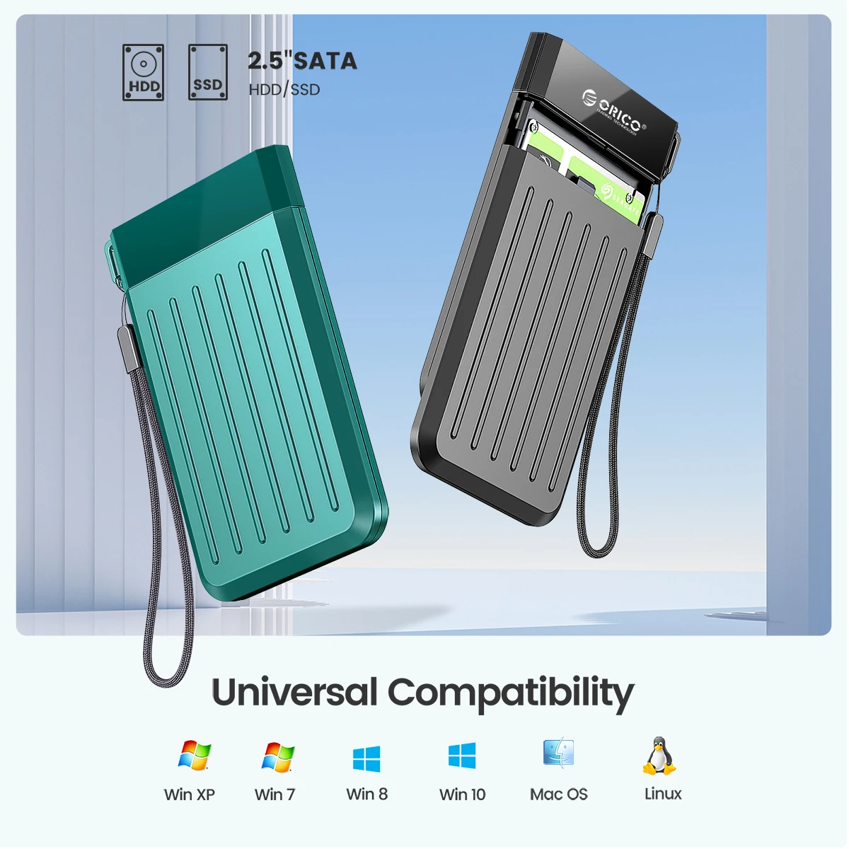 ORICO HDD-Gehäuse 2,5 SATA auf USB 3.0-Adapter Festplattengehäuse für SSD-Festplatte HDD-Box Typ C 3.1 Gehäuse HD Externes Festplattengehäuse