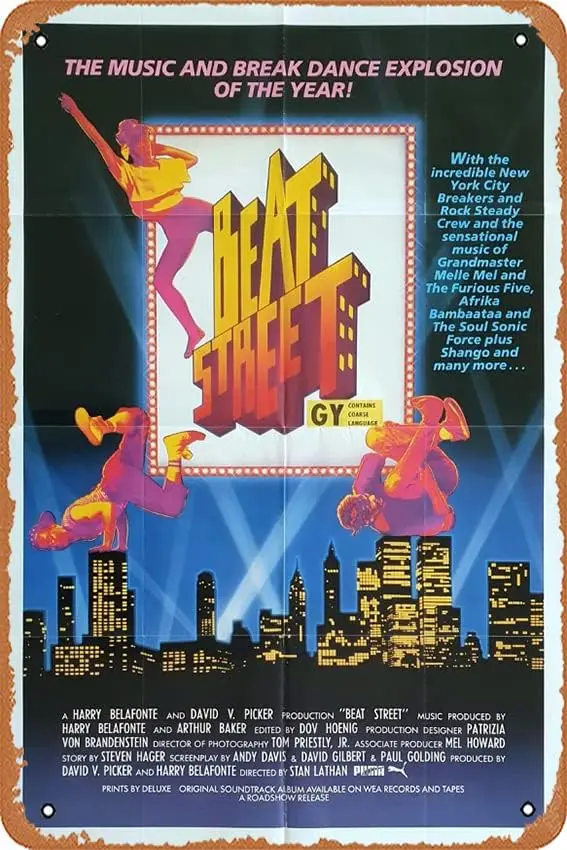 muecddoa Beat Street 1984 Vintage Movie Poster Tin Sign,Retro of Classic Old Film Poster Metal Sign TV Bar Pubs 8x12 Inches sign