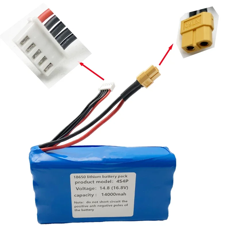 Batteria al litio Uav 14.8V/16.8V 10Ah 14AH 4 s4p 18650, per veicoli aerei senza equipaggio, velivoli quadcopter multirotore e barche, ecc