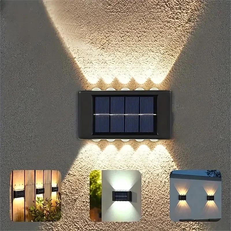 6/8/10 LEDs Solar Outdoor Lighting Upper Lower Luminous Wall Lamp Courtyard Garden Decoration Atmosphere Guide Solar Lamp Lights