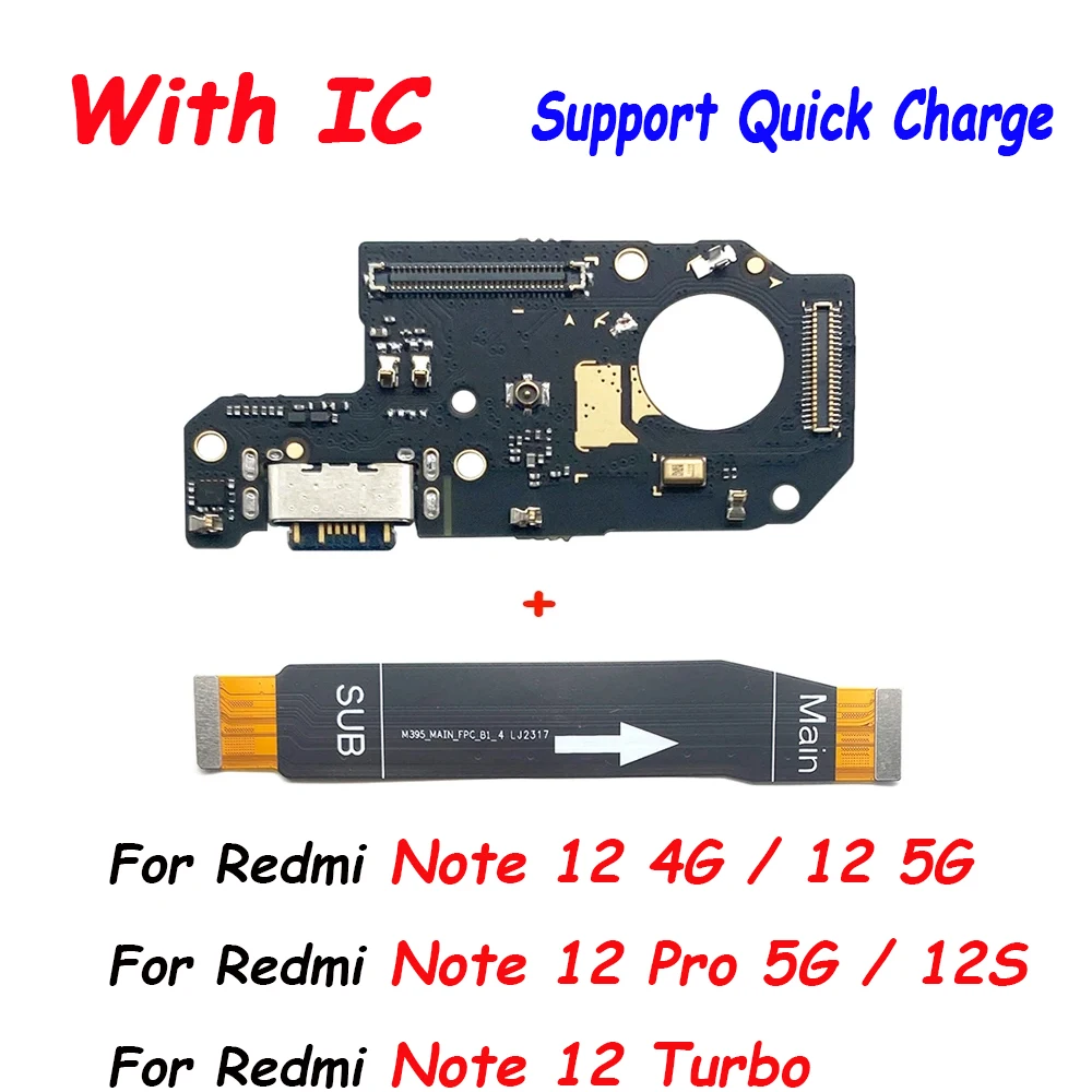 USB Fast Charging Charger Main Motherboard Flex Cable For Xiaomi Redmi Note 12 Pro Plus 5G /  Note 12 4G Dock Connector Board