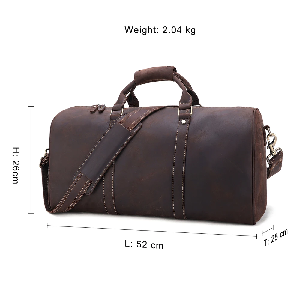 Large Capacity Crazy Horse Leather Travel Bag Retro Style Dry Wet Separation Sports Fitness Bag for Business Commute