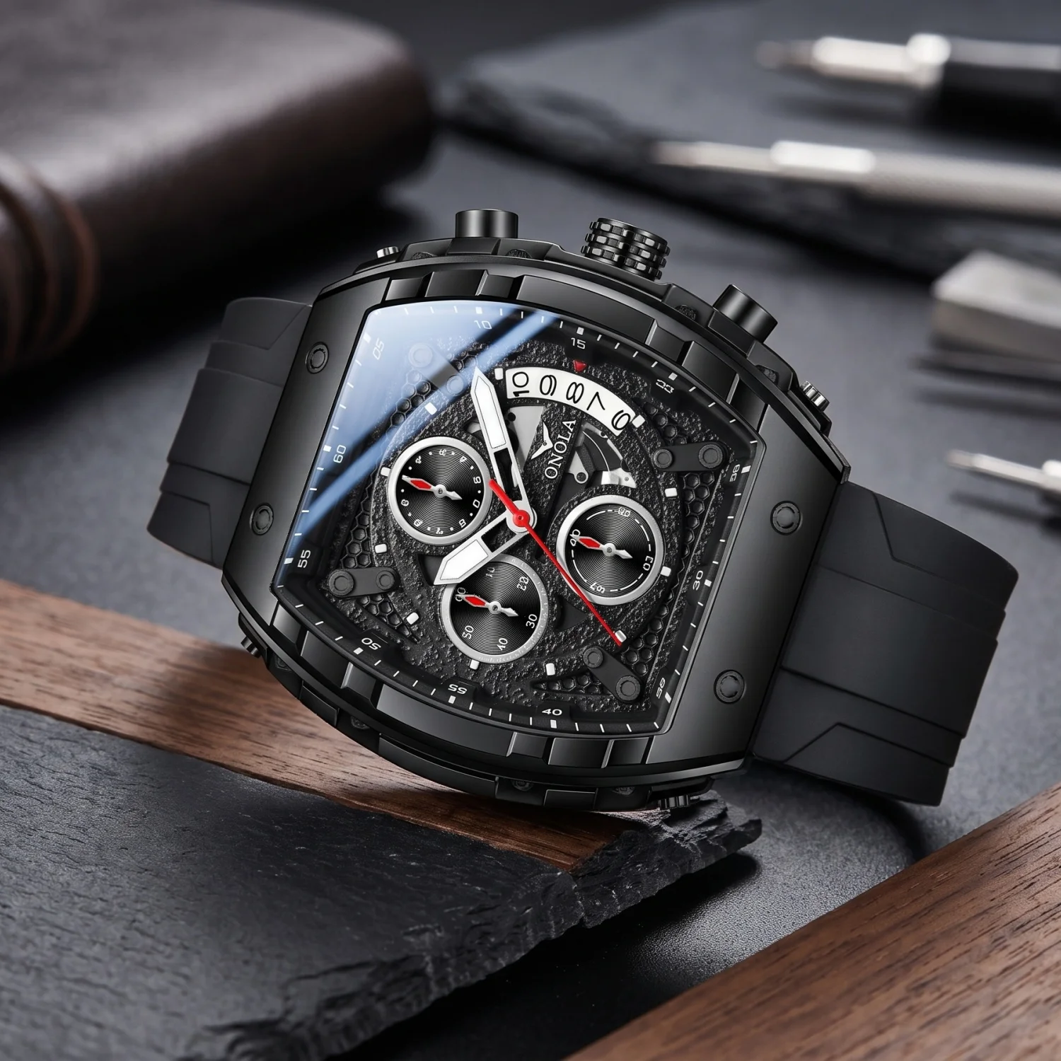 ONOLA Men's Quartz Watch, Multifunctional Chronograph With Calendar Display, Sports & Fashion Wristwatch, Ideal Birthday Gift