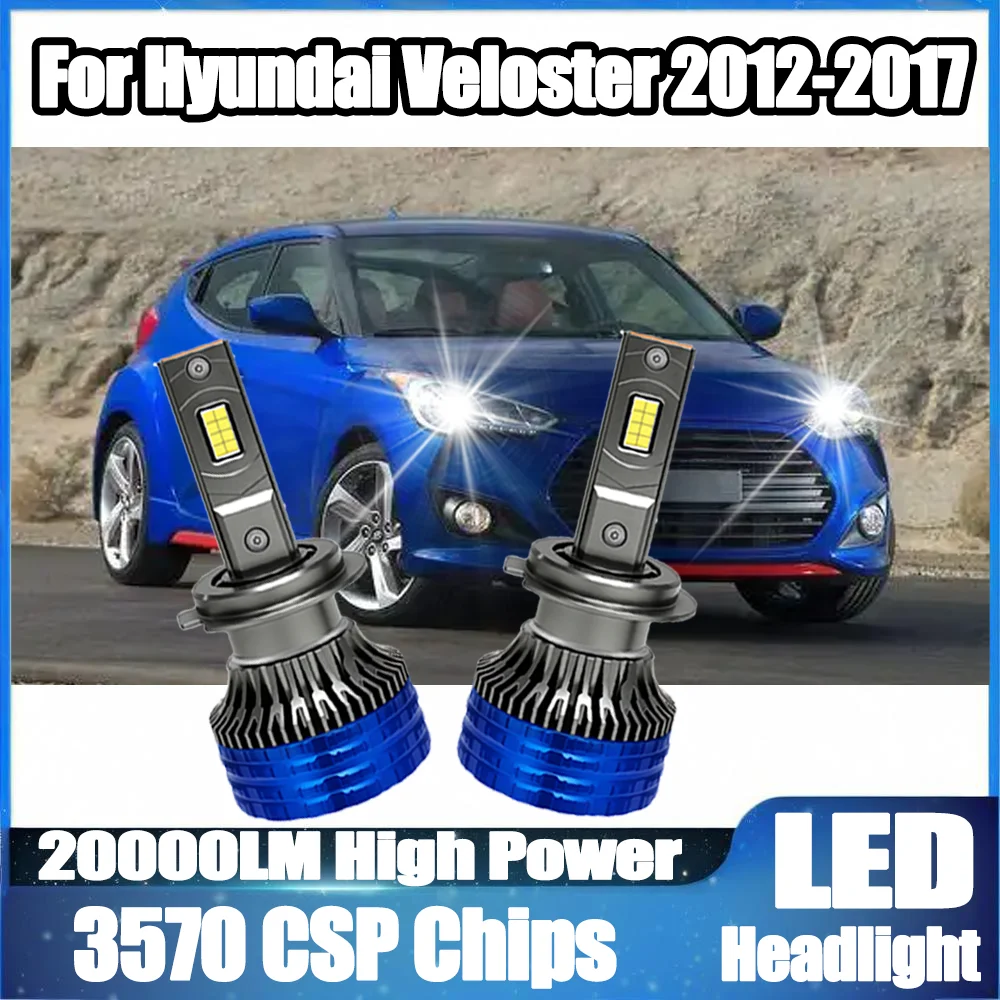 

2PCS 20000LM 6000K White H7 LED Headlights With double Copper tube turbo fan auto lights 150W 12V For Hyundai Veloster 2012-2017