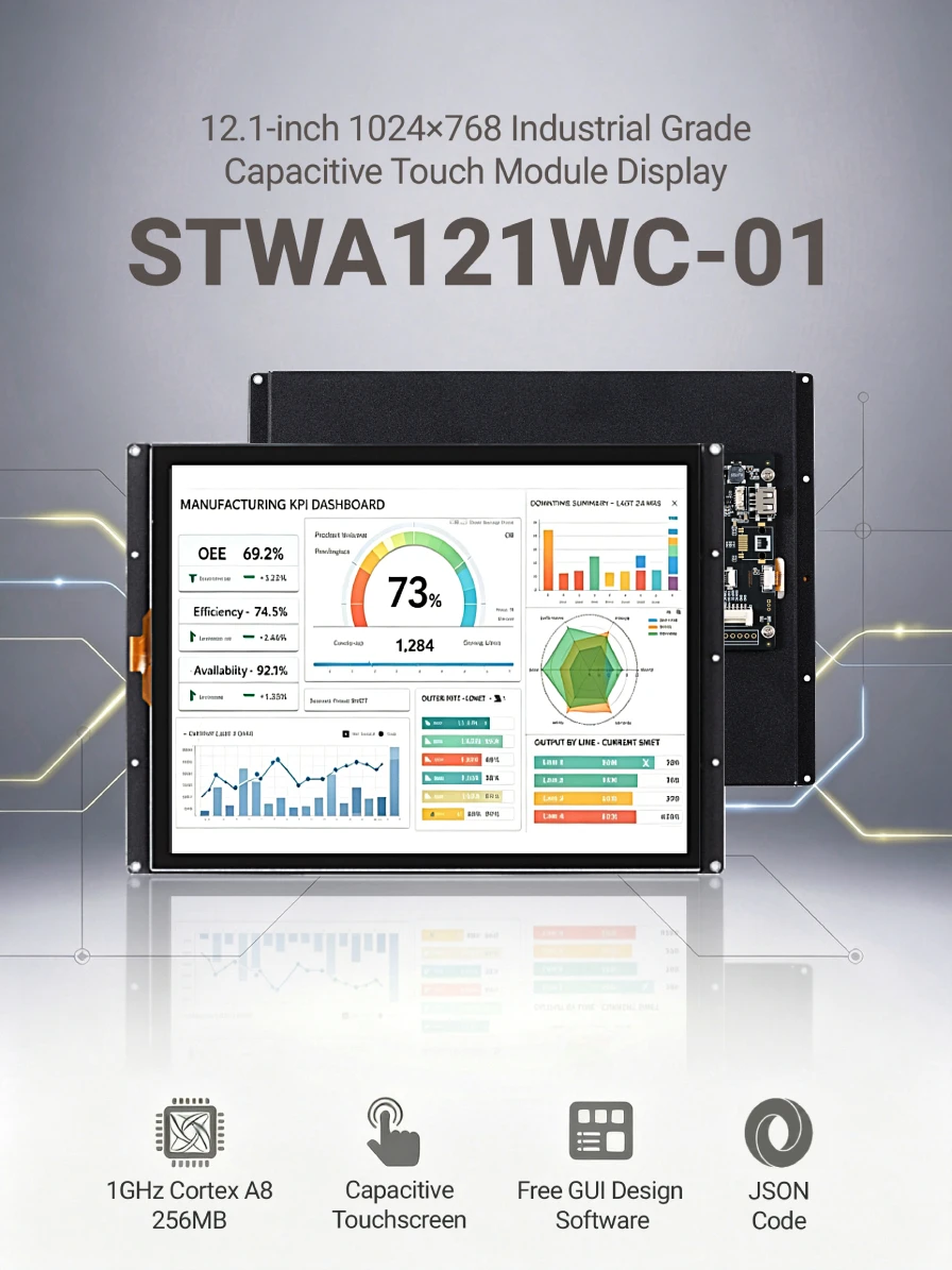 STONE A 12,1 Zoll HMI TFT LCD-Display mit kapazitivem Touchscreen, RS232/RS422/RS485/TTL, 1024*768, für Arduino, ESP32. – Detail 1