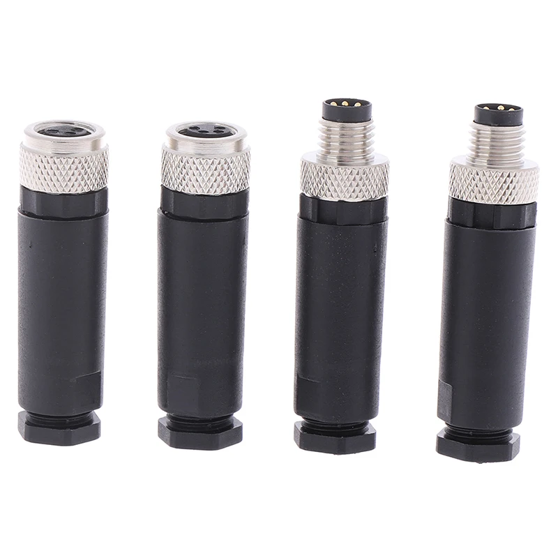 1 Piece Professional M8 Sensor Connector 3/4 Pin Male/Female Straight Angle Plug Waterproof M8 Connector Plug