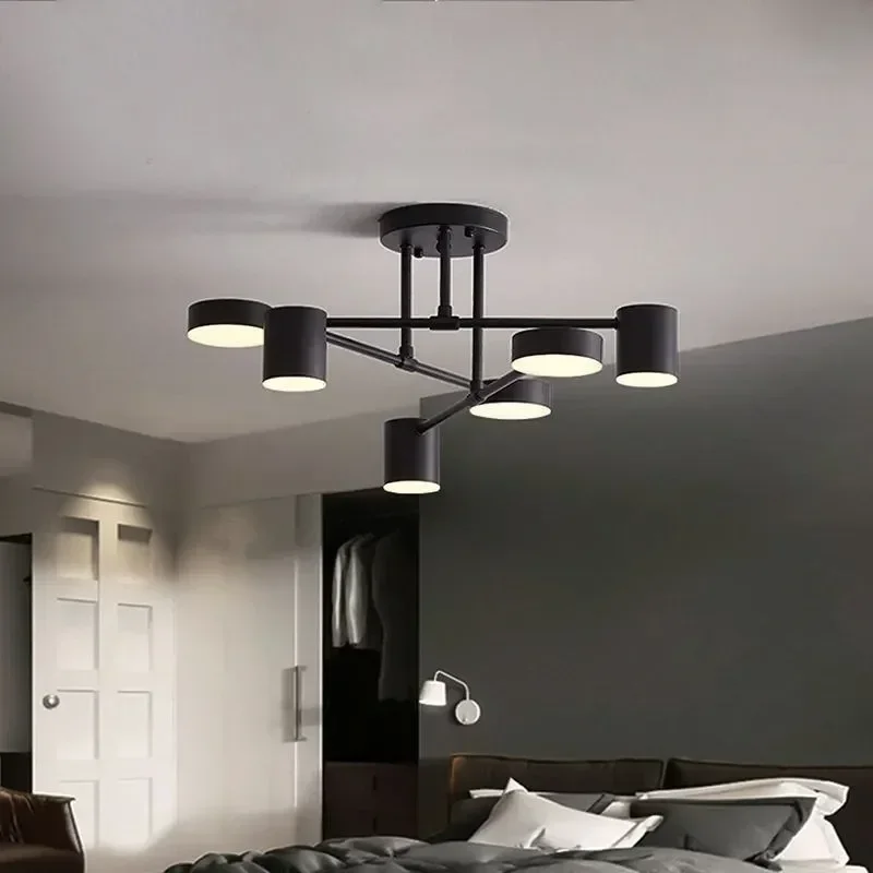 Dropshipping LED Chandelier Modern Semi Black White Gold Lustre Ceiling Light For Dining Living Rooms Bedroom Indoor Decor Lamps