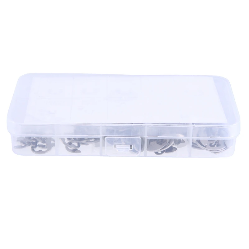 New 120PCS 304 Stainless Steel E Clip Washer Assortment Kits Circlip Retaining Ring For Shaft Fastener M1.5-M10