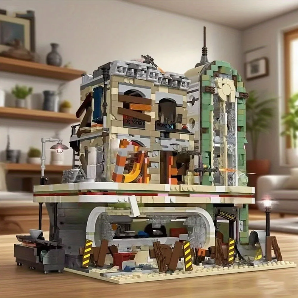 Criativo moc centro cidade rua vista bloco de construção conjunto altamente difícil montagem aniversário halloween jantar presente adulto 2438 pçs