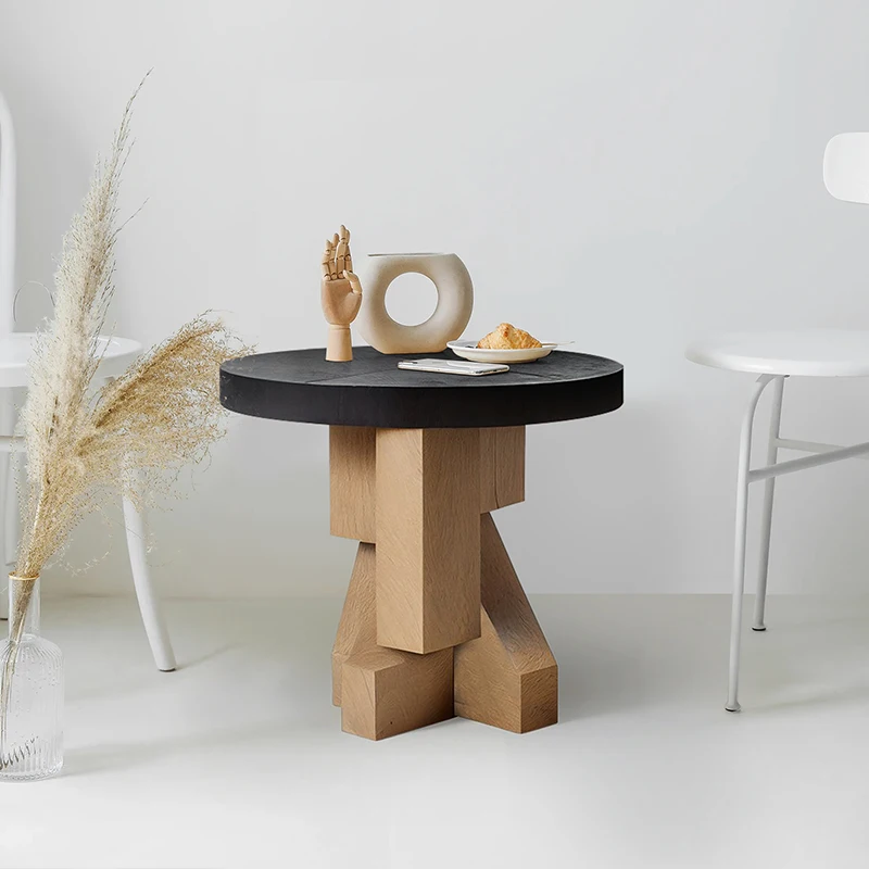 

Black Living Room Side Table Design Round Aesthetic Wood Nordic Coffee Table Small Corner Modern Mesa De Centro Sala Furniture