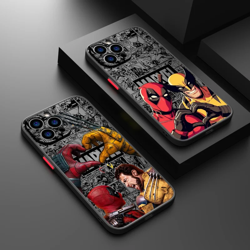 D-Deadpool And W-Wolverine Phone Case For Apple iPhone 15 14 13 12 mini 11 XS XR X 8 7 Pro Max Frosted Translucent Cover