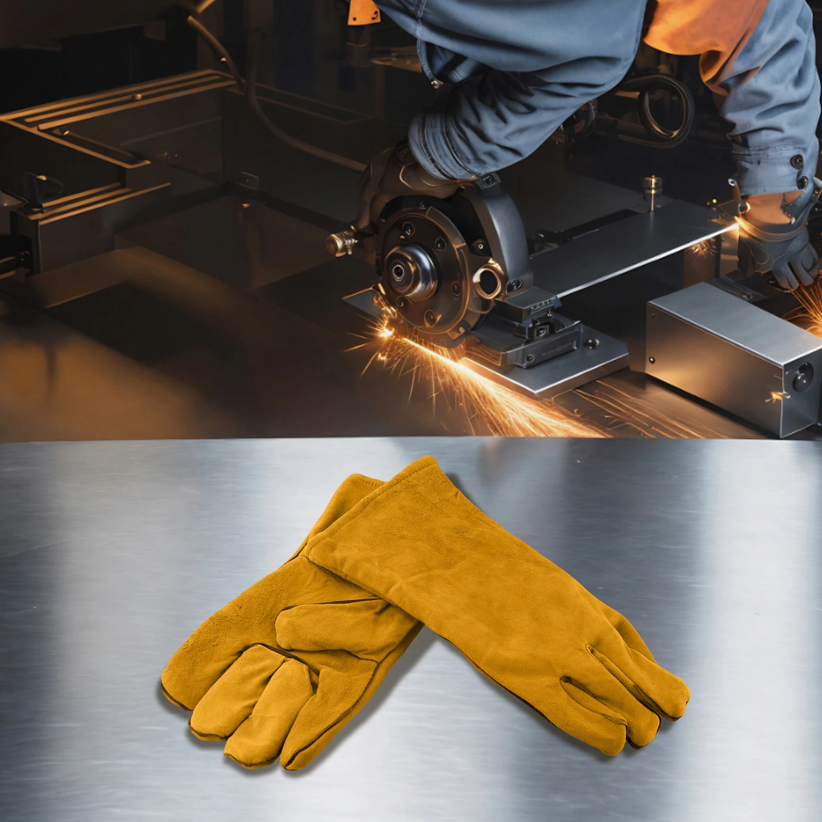 1pair  Labor Protection Work Gloves Cowhide Welding Safety Protection Wear-Resistant Insulated Welding Gloves Tools