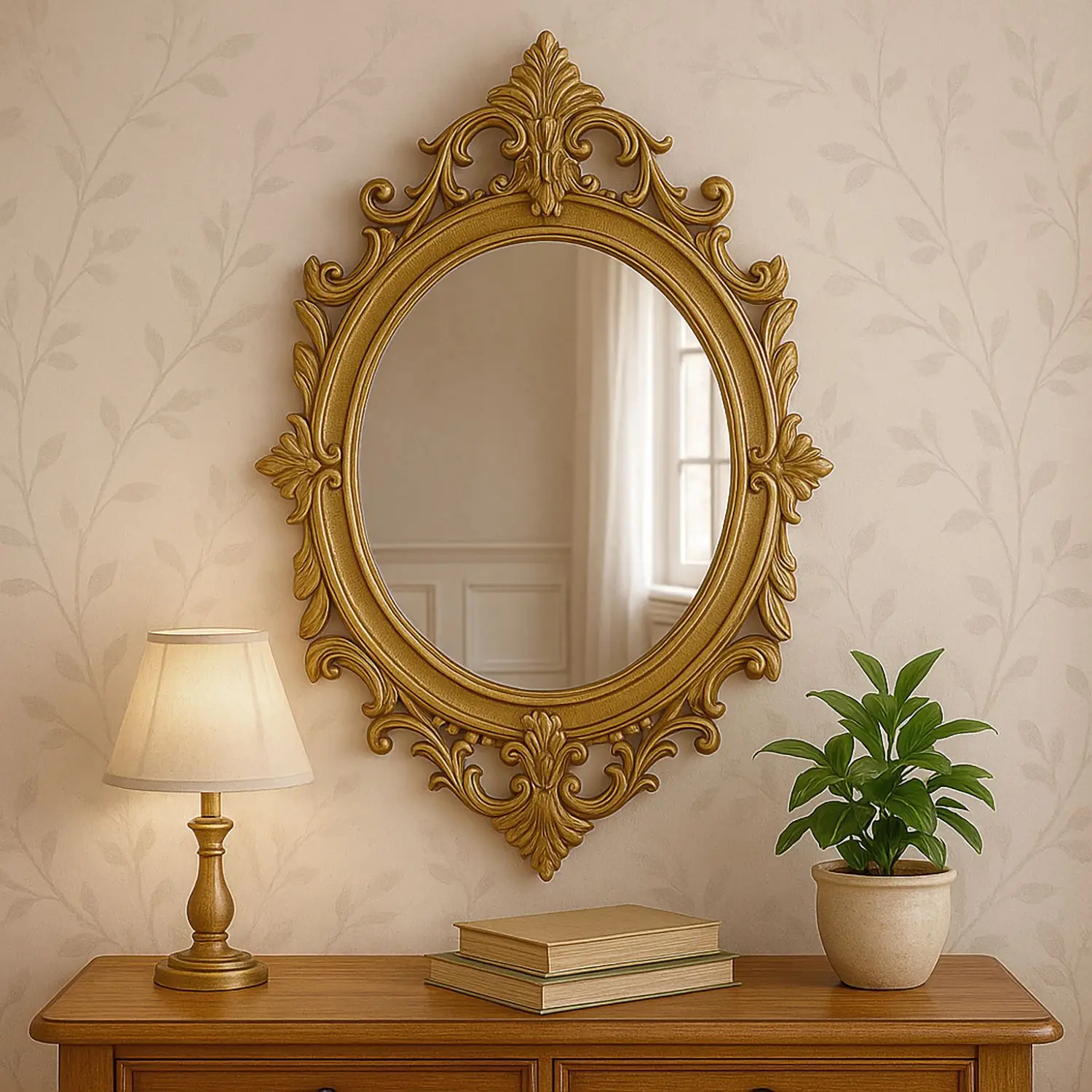 HYS classical European home mirror decoration practical bedroom study dressing makeup lace mirror