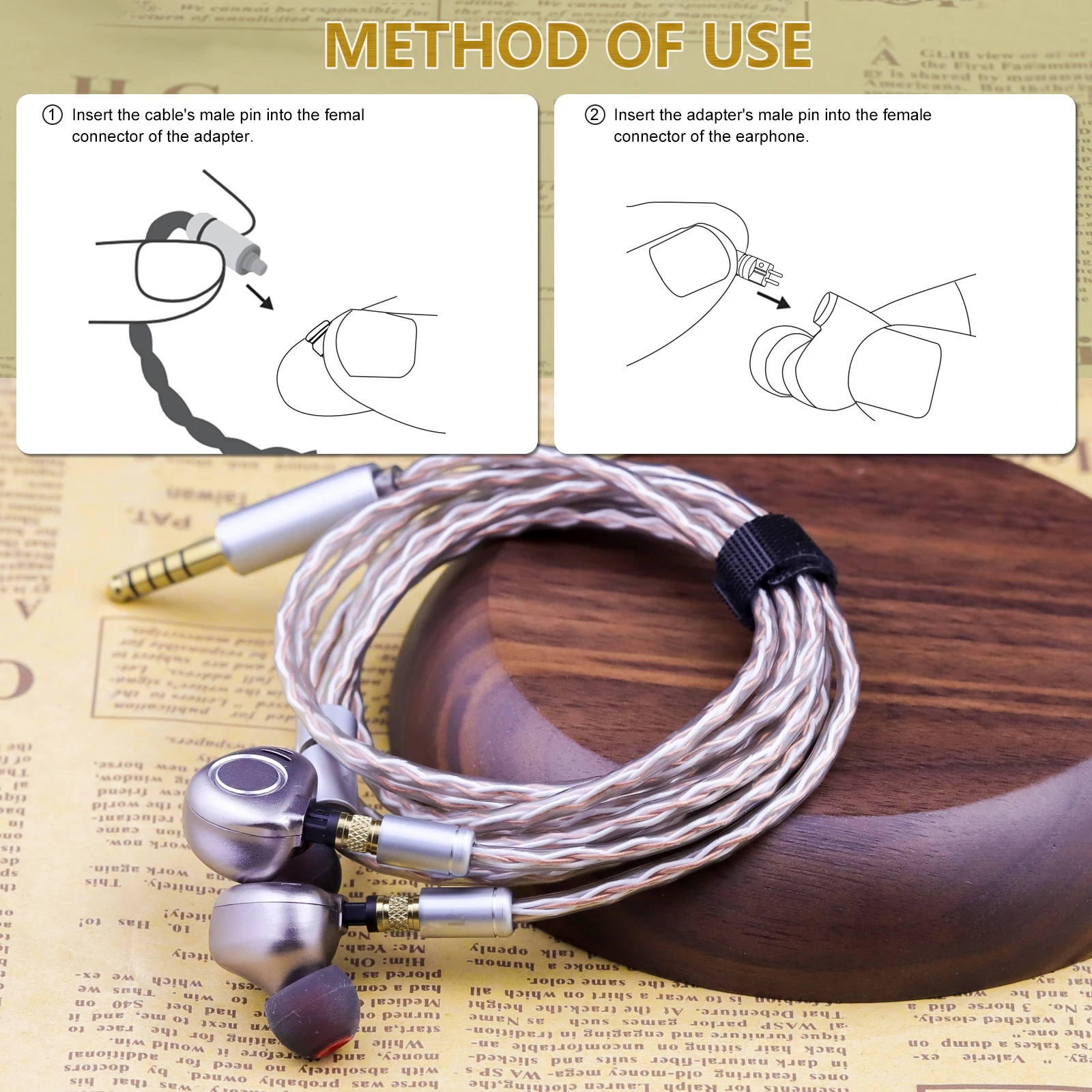 OKCSC Earphone Connecter 0.78MM 2 PIN Male to MMCX Female Adapter