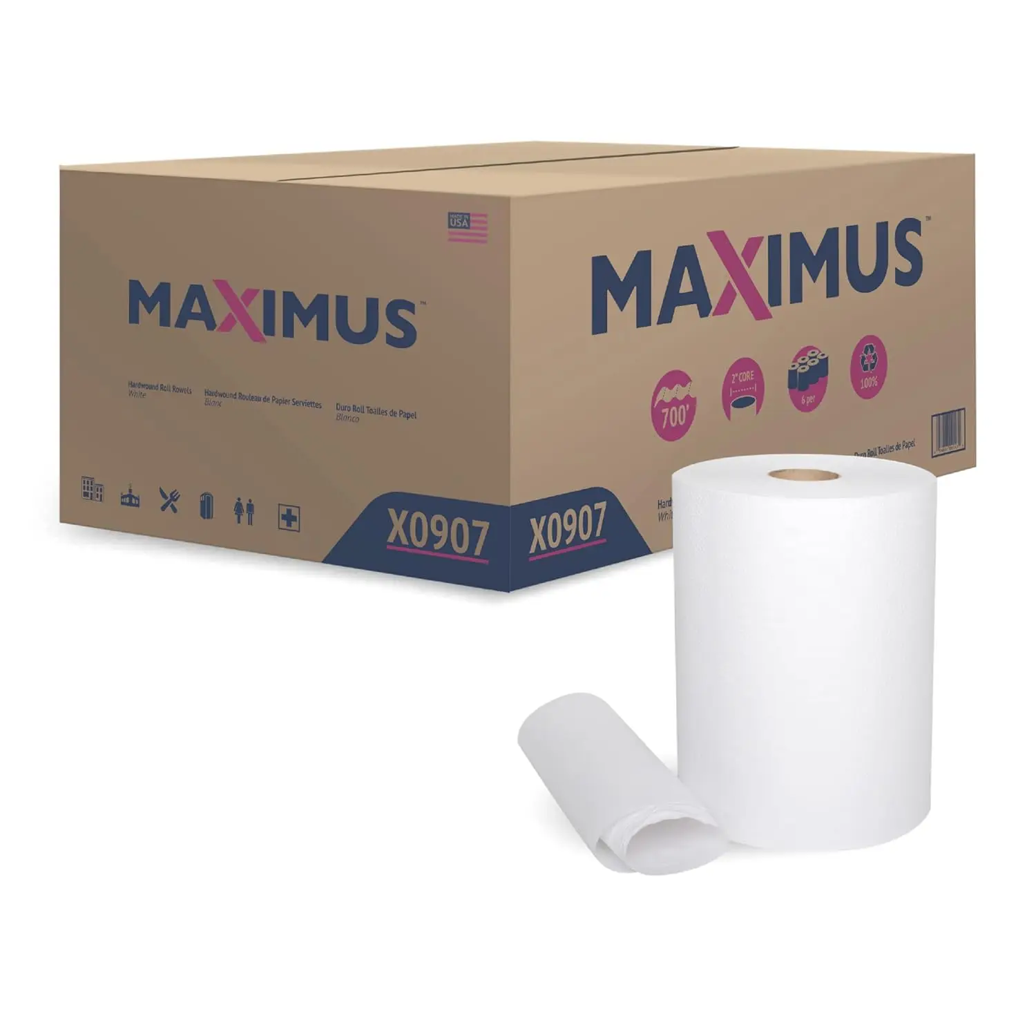 Recycled Paper Towels with Superior Absorbency, 10" Commercial Rolls for Office, Restaurant, Healthcare, 6 Rolls per Case