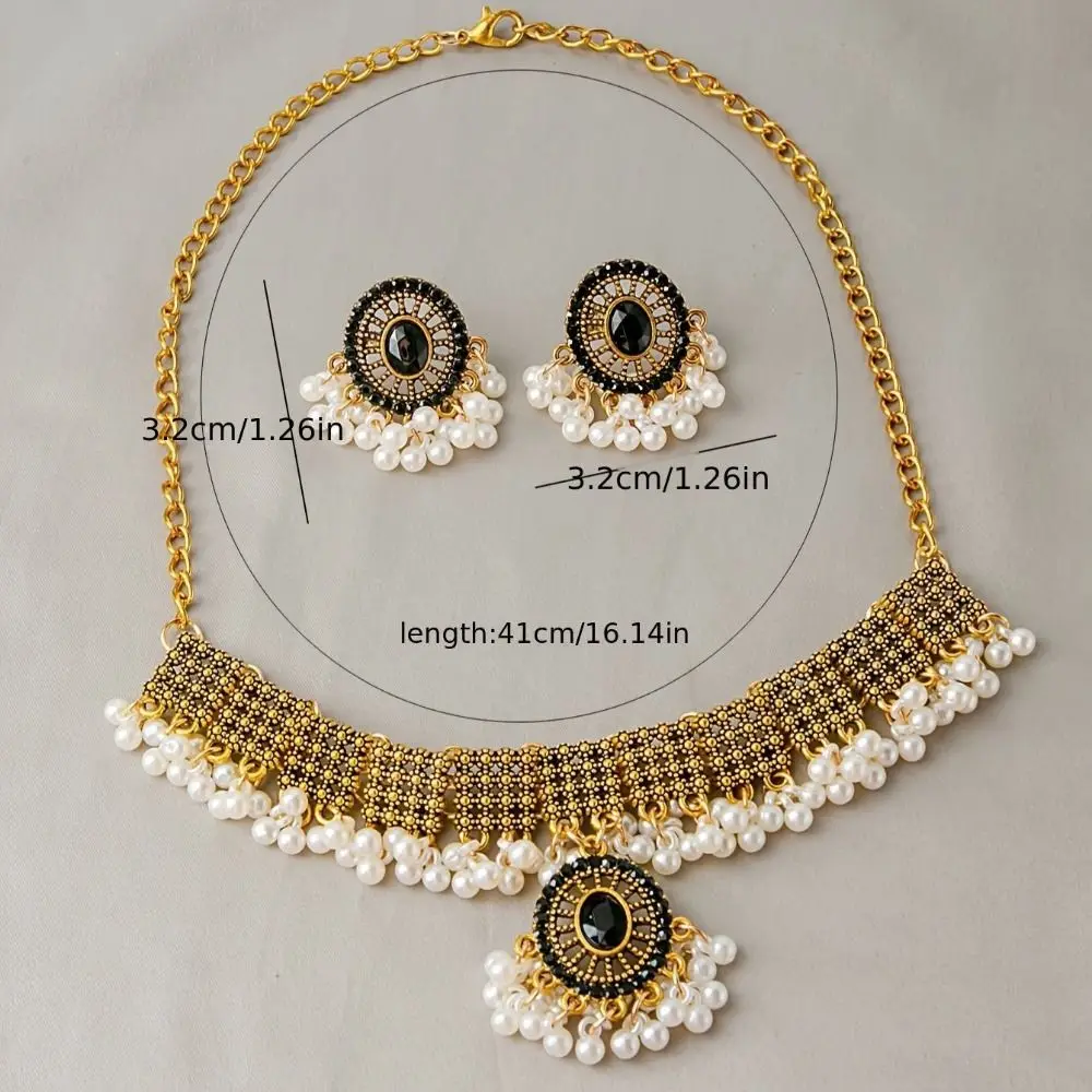 Vintage Women's Jewelry Set Handmade Water Drop Earring Retro Jewelry Sets Hollow Pattern Exaggerated Jewelry