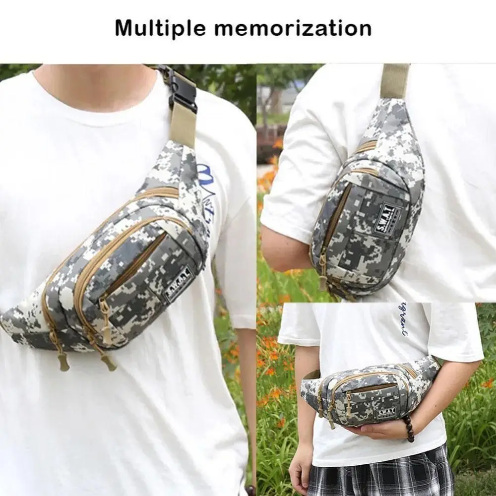 Multi-layer Sling Bag New Nylon Waterproof Camouflage Fanny Pack Large Capacity Outdoor Waist Bag