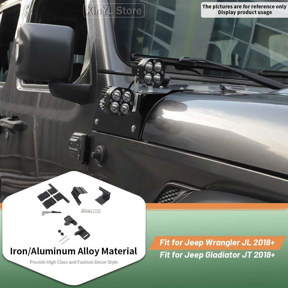 

1Pair A-pillar Column Driving Work Light Mount Bracket Kit For Jeep Wrangler JL Gladiator JT 2018 Up Lamp Holder Accessories