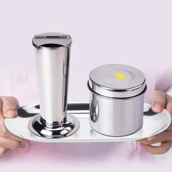 Stainless steel sterilization jar tweezer barrel cotton ball beauty with embroidery eyelash tweezer barrel tweezer cleaning cup