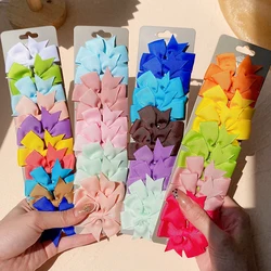 10pcs/set Solid Colors Grosgrain Ribbon Bows Clips Hairpin Girl's hair bows Boutique Hair Clip Headware Kids Hair Accessories