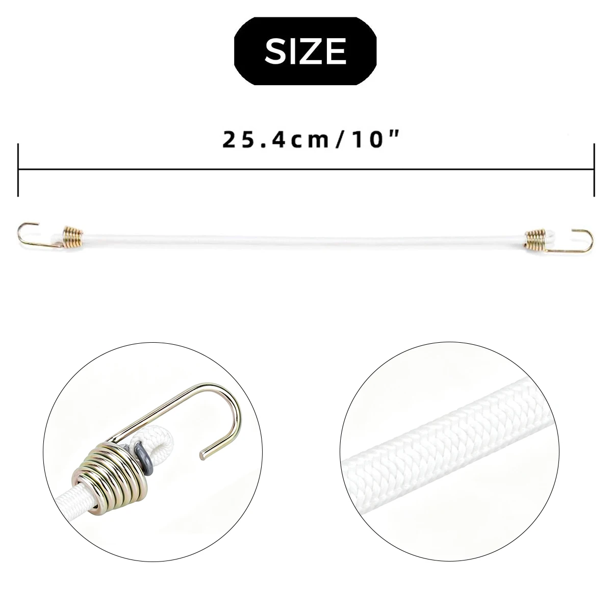 10Pcs Elastic Bungee Cords with Metal Hooks, Heavy‑Duty Stretch Rope for Motorcycle Luggage Cargo Fixed Tie Down Straps