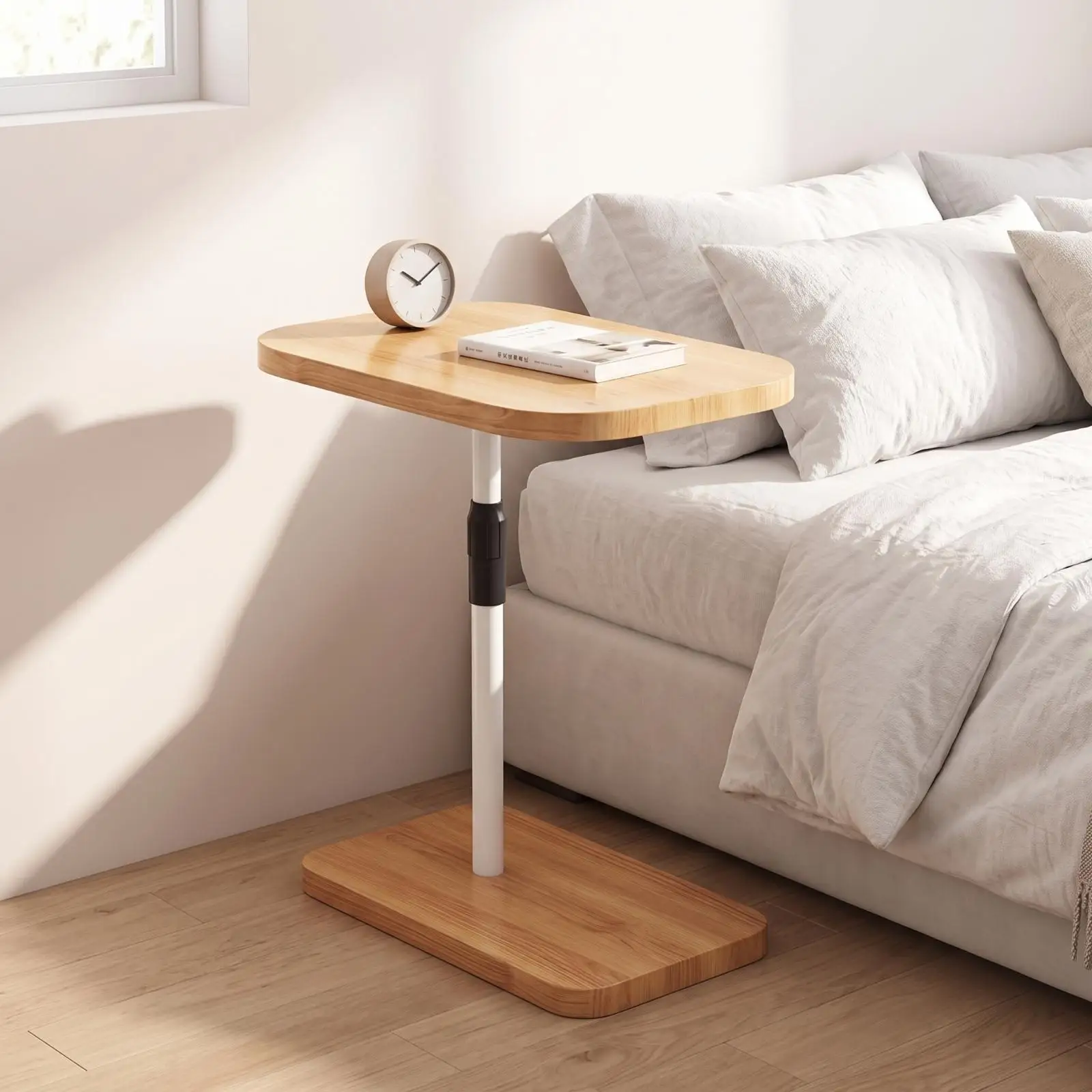 Adjustable Side Stand Height Adjustable Wooden Side Table for Living Room Sofa Couch Modern Home Furniture