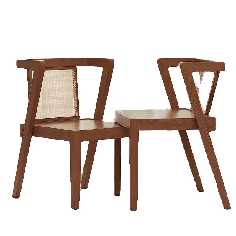 

Solid wood small tea table and chair combination, rattan weaving, casual Internet celebrity reading and drinking tea simple
