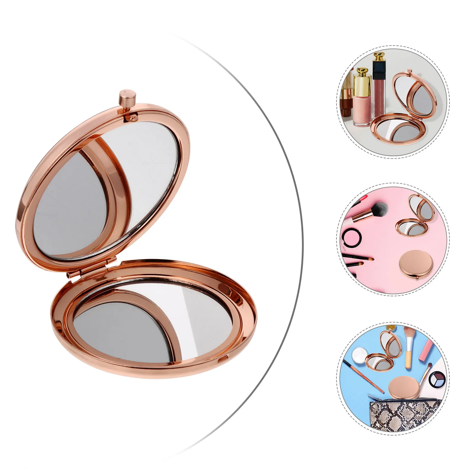 

NOLITOY Portable Makeup Mirror Compact Double Sided Pocket Mirror Metal Gold Mini Vanity Handheld Round Travel Mirror